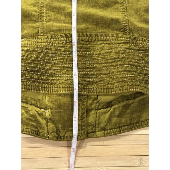 Free People Lacey Velvet Jacket Moto Lace Up Side Cuff Zip Charteruse Small Rare - Picture 15 of 15